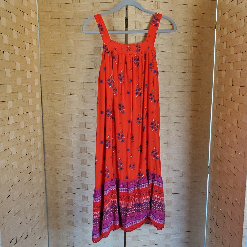 Old Navy Dress Size Small Red Floral Elastic Bust Sleeveless